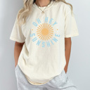 Large Ivory Oh Hey Sunshine Comfort Colors Tee, Summer Sun Shirt, Sunshine Summer Graphic Tee