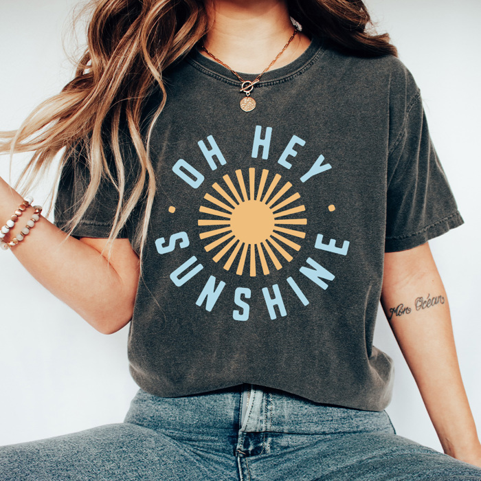 Oh Hey Sunshine Comfort Colors Tee, Summer Sun Shirt, Sunshine Summer Graphic Tee