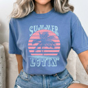 XXL Blue Jean Summer Lovin' Sunset Comfort Colors Tee, Summer Beach Vacation Shirt, Beach Vacay Graphic Tee 