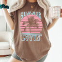 Large Espresso Summer Lovin' Sunset Comfort Colors Tee, Summer Beach Vacation Shirt, Beach Vacay Graphic Tee 