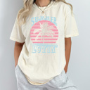 Large Ivory Summer Lovin' Sunset Comfort Colors Tee, Summer Beach Vacation Shirt, Beach Vacay Graphic Tee 