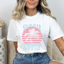 Large White Summer Lovin' Sunset Comfort Colors Tee, Summer Beach Vacation Shirt, Beach Vacay Graphic Tee 