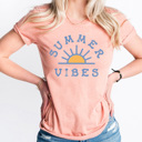 Large Sunset Summer Vibes Sunshine Graphic Tee, Summer Beach Vacation Shirt, Summer Sun Tee