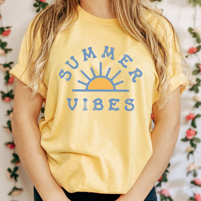 Summer Vibes Sunshine Graphic Tee, Summer Beach Vacation Shirt, Summer Sun Tee