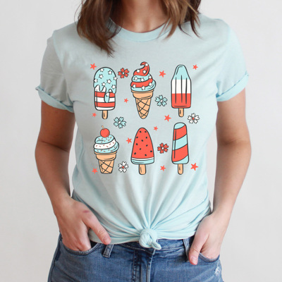Patriotic Summer Popsicles Graphic Tee, Summer Fun Shirt, 4th Of July Tee, Summer Barbeque  