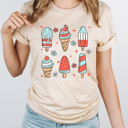 XXL Cream Patriotic Summer Popsicles Graphic Tee, Summer Fun Shirt, 4th Of July Tee, Summer Barbeque  