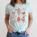 XXL Ice Blue Patriotic Summer Popsicles Graphic Tee, Summer Fun Shirt, 4th Of July Tee, Summer Barbeque  