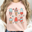 XXL Peach Patriotic Summer Popsicles Graphic Tee, Summer Fun Shirt, 4th Of July Tee, Summer Barbeque  