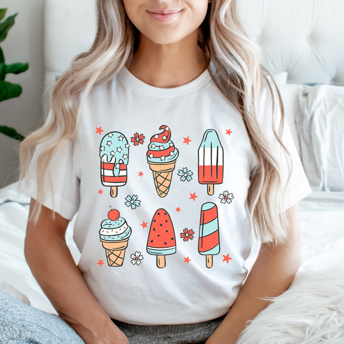 Patriotic Summer Popsicles Graphic Tee, Summer Fun Shirt, 4th Of July Tee, Summer Barbeque  