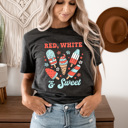 XXL Charcoal Red White And Sweet Popsicles Graphic Tee, Summer Patriotic Popsicles, Summer Barbeque, 4th Of July Tee