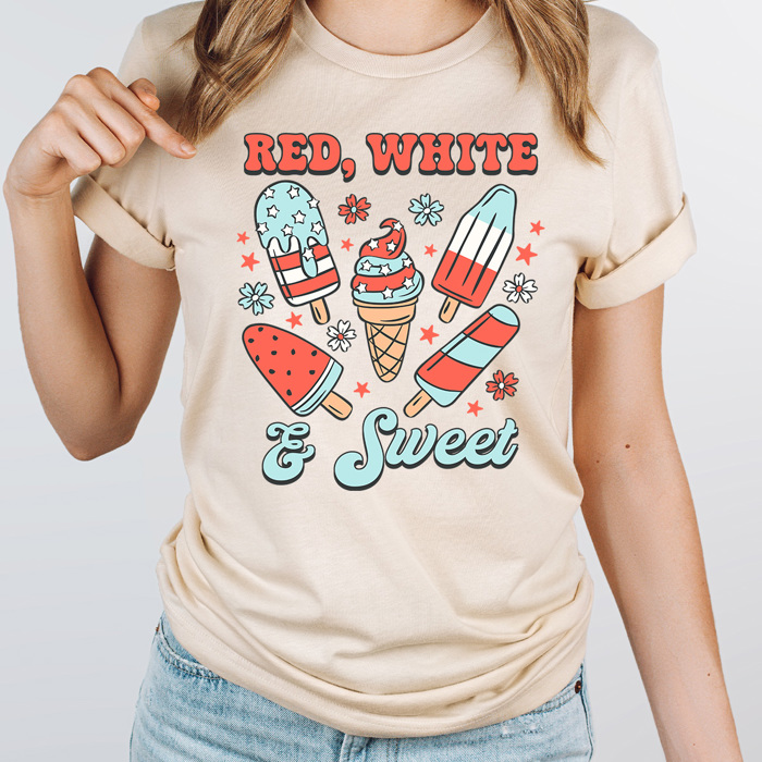 Red White And Sweet Popsicles Graphic Tee, Summer Patriotic Popsicles, Summer Barbeque, 4th Of July Tee