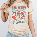 XXL Cream Red White And Sweet Popsicles Graphic Tee, Summer Patriotic Popsicles, Summer Barbeque, 4th Of July Tee