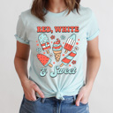 XXL Ice Blue Red White And Sweet Popsicles Graphic Tee, Summer Patriotic Popsicles, Summer Barbeque, 4th Of July Tee