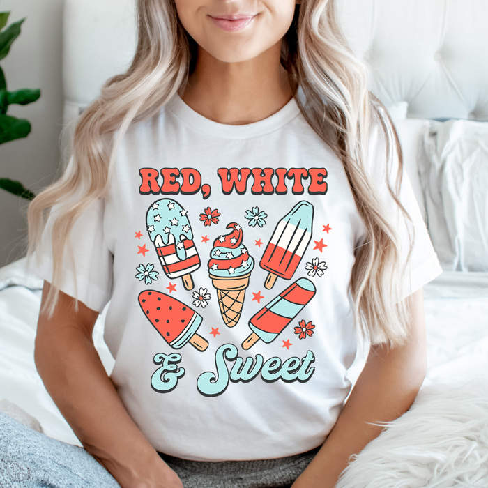Red White And Sweet Popsicles Graphic Tee, Summer Patriotic Popsicles, Summer Barbeque, 4th Of July Tee