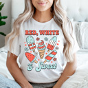 XXL White Red White And Sweet Popsicles Graphic Tee, Summer Patriotic Popsicles, Summer Barbeque, 4th Of July Tee