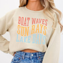 XL Sand Boat Waves Sun Rays Lake Days Fleece Sweatshirt, Summer Lake Pull Over, Boat Rides Sweatshirt