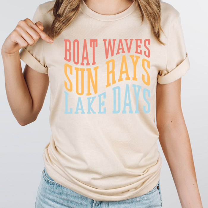 Boat Waves Sun Rays Lake Days Graphic Tee, Summer Lake Shirt, Boat Rides Tee