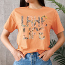 Medium Cantaloupe Lake Life Basic Graphic Tee, Floral Summer Shirt, Summer Lake Trips Tee 