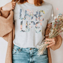 XL Heather Gray Lake Life Basic Graphic Tee, Floral Summer Shirt, Summer Lake Trips Tee 