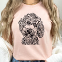 Large Peach Doodle Dog Graphic Tee, I Love My Dog Shirt, Puppy Tee 