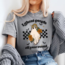 XXL Gray I Ghost People All Year Round Comfot Colors Tee, Halloween Ghost Graphic Tee, Fall Trendy Ghost Printed Tee