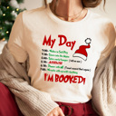 Large Cream I'm Booked Chirstmas Movie Graphic Tee, Jazzercize, Clasic Christmas Movie 