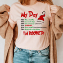 XXL Peach I'm Booked Chirstmas Movie Graphic Tee, Jazzercize, Clasic Christmas Movie 