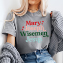 Medium Gray Mary Joseph Wisemen Jesus Comfort Colors Tee, Jesus Birth Shirt, Christmas Holiday Graphic Tee