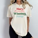 Small Ivory Mary Joseph Wisemen Jesus Comfort Colors Tee, Jesus Birth Shirt, Christmas Holiday Graphic Tee