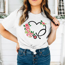  Christmas Nurse Stethoscope Graphic Tee, Holiday Graphic Shirt, Candy Cane  
