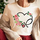 Large Cream Christmas Nurse Stethoscope Graphic Tee, Holiday Graphic Shirt, Candy Cane  