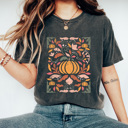 Medium Pepper Fall Pumpkin Comfort Colors Tee, Pumpkin Patch Graphic Tee, Fall Vibes Printed Tee