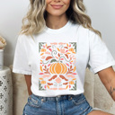 Medium White Fall Pumpkin Comfort Colors Tee, Pumpkin Patch Graphic Tee, Fall Vibes Printed Tee