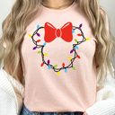 XXL Peachy Christmas Light Girl Mouse Graphic Tee, Theme Park Holiday Graphic, Christmas Mouse Shirt