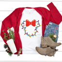 XXL White Christmas Light Girl Mouse Graphic Tee, Theme Park Holiday Graphic, Christmas Mouse Shirt