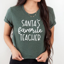  Santa's Favorite Teacher Graphic Tee, Teacher Christmas 