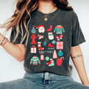  Christmas Favorite Things Comfort Colors Tee, Pink Chirstmas 