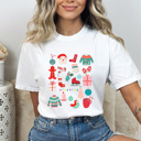 Large White Christmas Favorite Things Comfort Colors Tee, Pink Chirstmas 