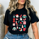 Medium Black Christmas Favorite Things Comfort Colors Tee, Pink Chirstmas 