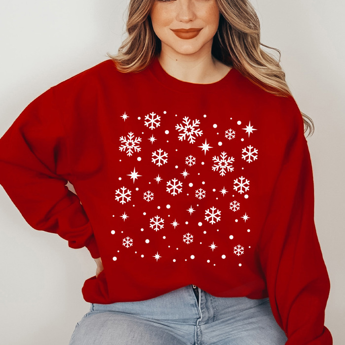 Falling Snowflakes Winter Fleece Sweatshirt, Cold Weather Sweatshirt, Snow Pullover 
