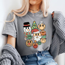  Christmas Character Smiley Faces Comfort Colors Tee, Happy Holidays 