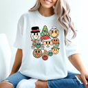  Christmas Character Smiley Faces Comfort Colors Tee, Happy Holidays 