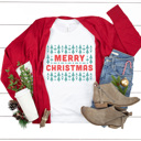 Large White Merry Christmas Aztec Trees Graphic Tee, Christmas Trees