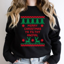 Large Black Merry Christmas Ya Filthy Animal Fleece Sweatshirt, Christmas Movie Pullover, Holiday Graphic 