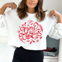 XL White Merry Christmas Fleece Sweatshirt, Festive Holiday Pullover, Christmas Graphic 