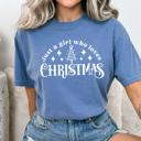 XXL Blue Jean Just A Girl Who Loves Christmas Comfort Colors Tee, Holiday Shirt