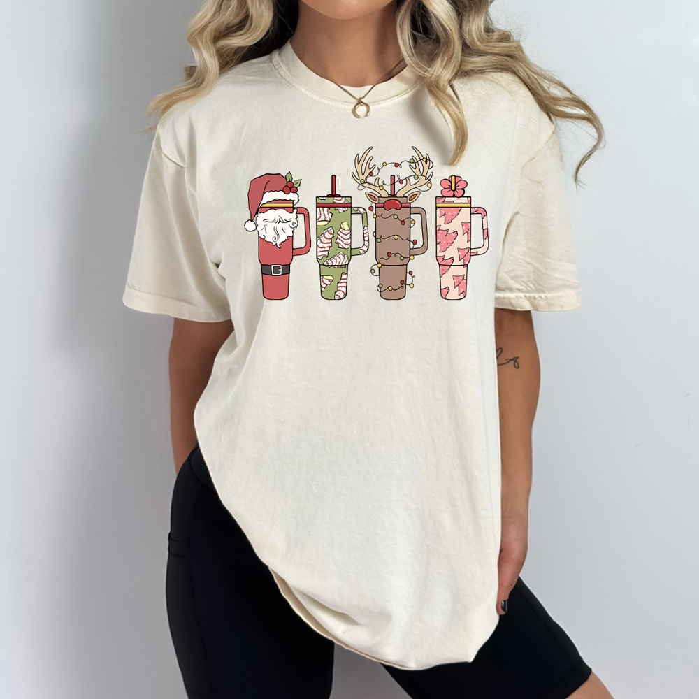 Christmas Favorite Cup Comfort Colors Tee, Girly Christmas 