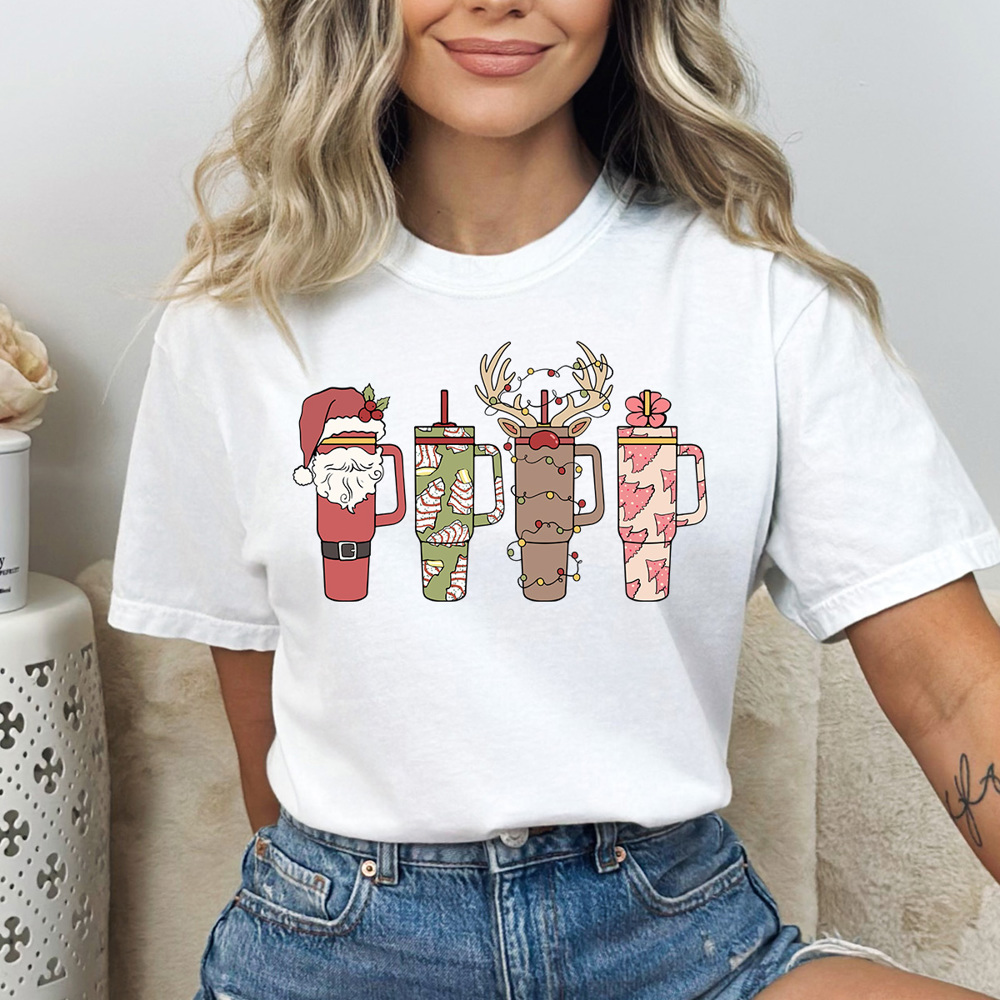 Christmas Favorite Cup Comfort Colors Tee, Girly Christmas 