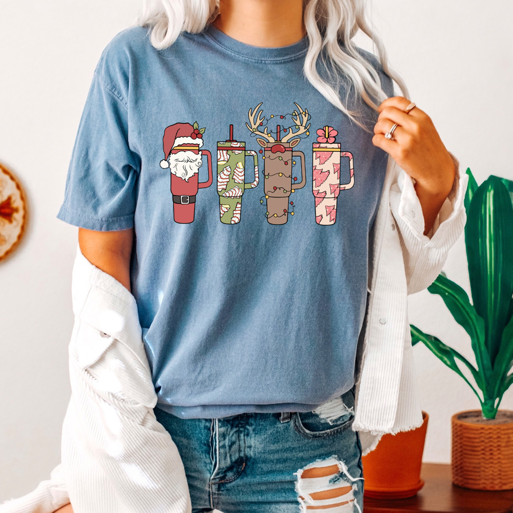 Christmas Favorite Cup Comfort Colors Tee, Girly Christmas 