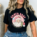 Large Black Santa Baby Leave A Stanley Comfort Colors Tee, Funny Christmas Shirt